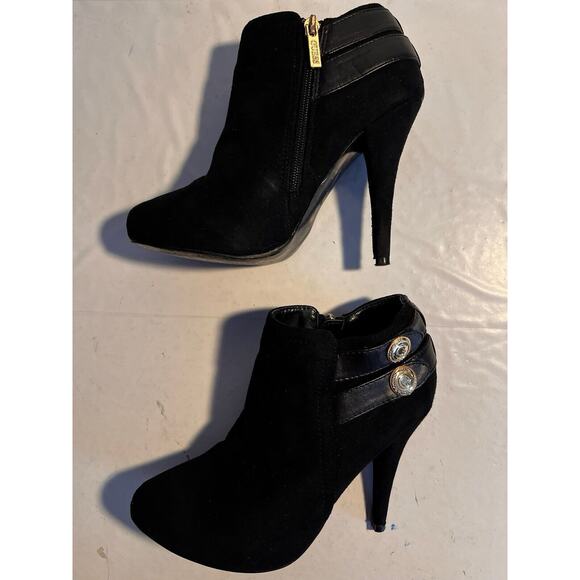 GUESS BOOTIE ANKLE BOOT BLACK SUEDE LEATHER STILETTO HEEL SZ 6 M - Picture 2 of 8
